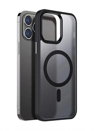 Чохол magsafe для iphone 13 pro чорний матовий з металевими кнопками (671447)