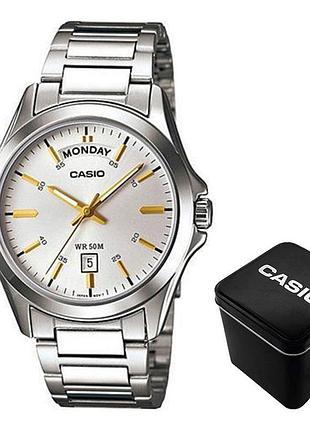 Casio mtp-1370d-7a2 — чоловічий кварцовий годинник, сталевий браслет, wr 50 м