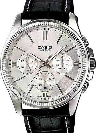 Casio mtp-1375l-7a — чоловічий кварцовий годинник, шкіряний ремінець, wr 50 м
