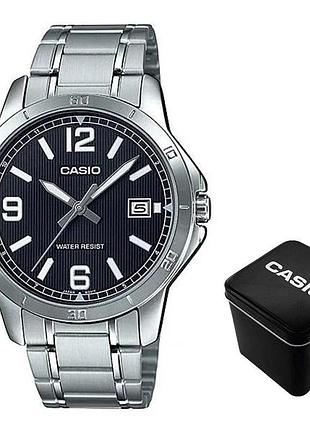 Casio mtp-v004d-1b2 — чоловічий кварцовий годинник, сталевий браслет, wr 30 м