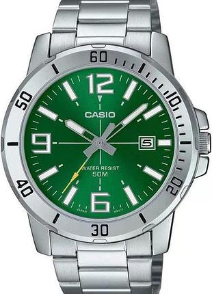 Casio mtp-vd01d-3b — чоловічий кварцовий годинник, сталевий браслет, wr 50 м