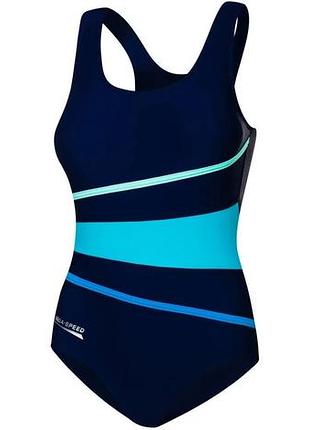 Купальник закрытый aqua speed 80% полиамид 36 темно-синий бирюзовый (712445)
