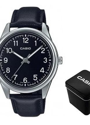 Casio mtp-v005l-1b4 — чоловічий кварцовий годинник, шкіряний ремінець, wr 30 м