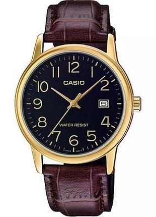 Casio mtp-v002gl-1b — чоловічий кварцовий годинник, шкіряний ремінець, wr 30 м