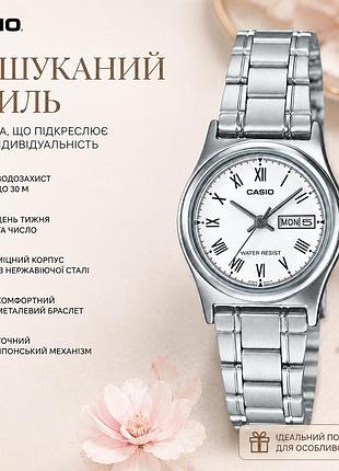 Casio ltp-v006d-7b — жіночий кварцовий годинник, сталевий браслет, wr 30 м