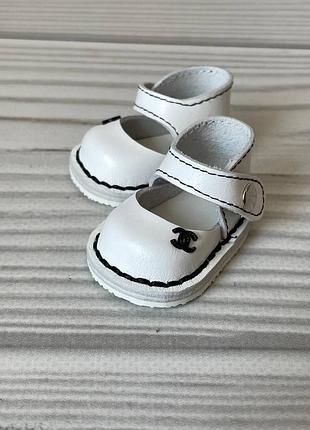 Білі туфлі з бантиком для ляльок paola reina, 32 см handmade