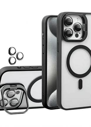 Чохол magsafe для iphone 13 pro з підставкою чорний силікон пластик (666398)