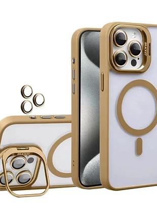 Чохол magsafe для iphone 17 pro силікон пластик коричневий з підставкою і захистом для камери (666613)