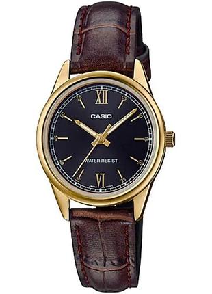 Casio ltp-v005gl-1b — жіночий кварцовий годинник, шкіряний ремінець, wr 30 м