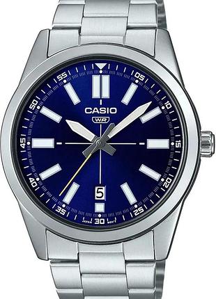 Casio mtp-vd02d-2e — чоловічий кварцовий годинник, сталевий браслет, wr 50 м