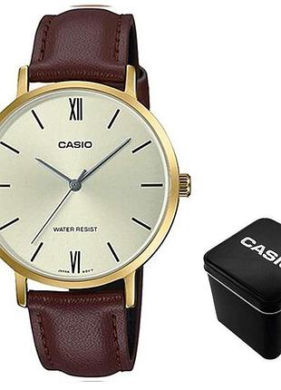 Casio ltp-vt01gl-9b — жіночий кварцовий годинник, шкіряний ремінець, wr 30 м