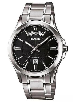 Casio mtp-1381d-1a — чоловічий кварцовий годинник, сталевий браслет, wr 50 м