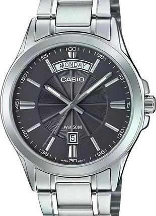 Casio mtp-1381d-8a — чоловічий кварцовий годинник, сталевий браслет, wr 50 м