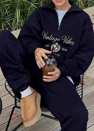 Костюм loro piana vintage vibes темно синій штани та худі