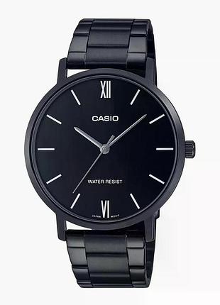 Casio mtp-vt01b-1b — чоловічий кварцовий годинник, сталевий браслет, wr 30 м