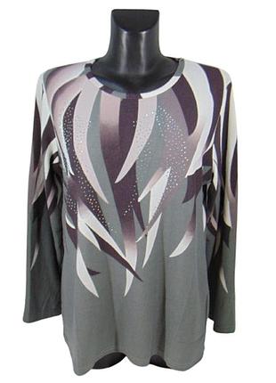 Женский пуловер со стразами 2xl-3xl серый rbossi 1660