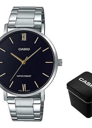 Casio mtp-vt01d-1b — чоловічий кварцовий годинник, сталевий браслет, wr 30 м