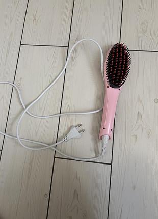 Гребінець-випрямляч fast hair straightener hqt-906 рожевий