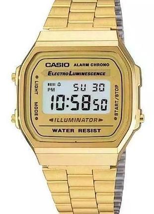 Casio vintage a168wg-9w — наручные часы унисекс, стальной браслет, wr 30 м