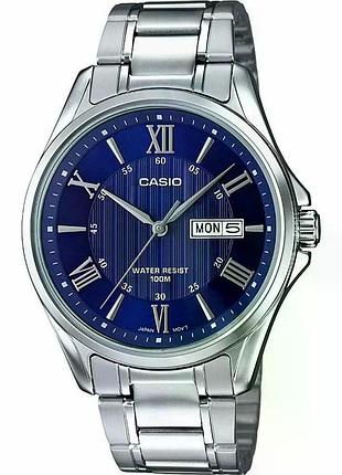 Casio mtp-1384d-2a — чоловічий кварцовий годинник, сталевий браслет, wr 30 м