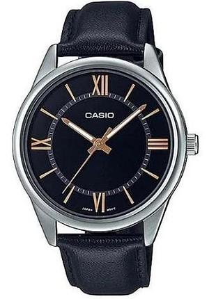 Casio mtp-v005l-1b5 — чоловічий кварцовий годинник, шкіряний ремінець, wr 30 м