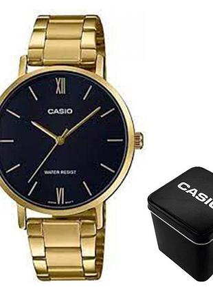Casio ltp-vt01g-1b — женские кварцевые часы, стальной браслет, wr 30 м