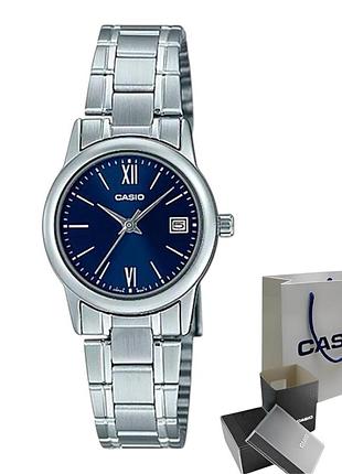 Casio ltp-v002d-2b3 — жіночий кварцовий годинник, сталевий браслет, wr 30 м