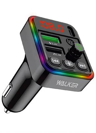 Fm-трансмиттер walker bluetooth 5.3 3 порта 50х39х81 мм черный (658382)