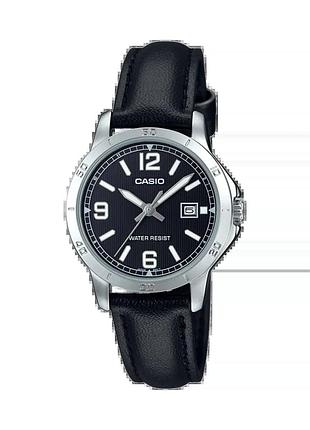 Casio ltp-v004l-1b — жіночий кварцовий годинник, шкіряний ремінець, wr 30 м