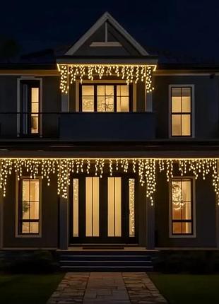 Уличная гирлянда бахрома 25 м 405 led желтый белый провод (577371)