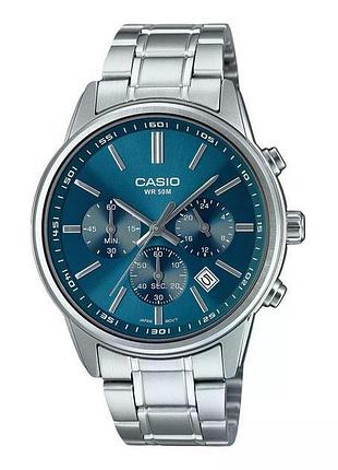 Casio mtp-e515d-2a1 — чоловічий кварцовий годинник, сталевий браслет, wr 30 м
