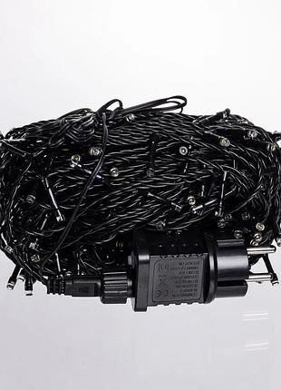 Гірлянда нитка світлодіодна 30 м 300 led чорний провід жовтий (577546)
