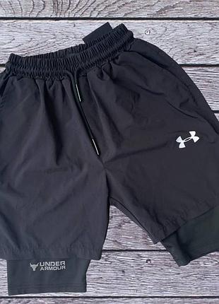 Мужские спортивные шорты 2-в-1 under armour the rock
