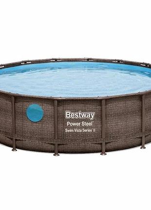 Бассейн каркасный bestway пвх 488х122 см круглый голубой 19480 л (672343)