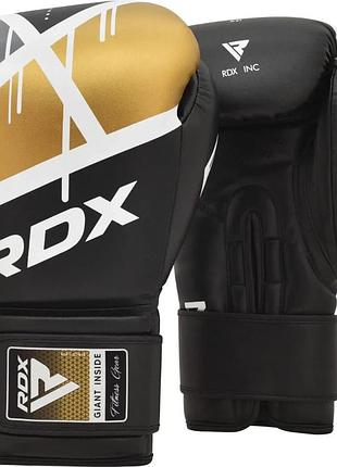 Боксерские перчатки rdx кожа 16 унций черный золотой (711124)