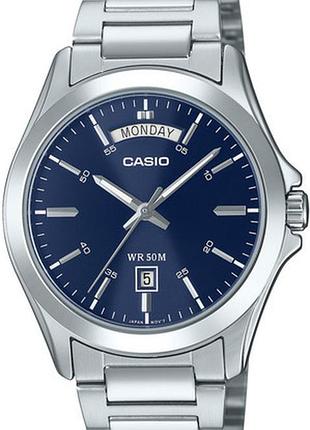 Casio mtp-1370d-2a2 — чоловічий кварцовий годинник, сталевий браслет, wr 50 м