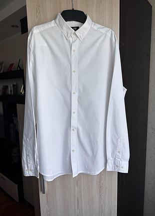 Молочна класична сорочка h&m оригінал розмір l бавовна екру рубашка regular fit