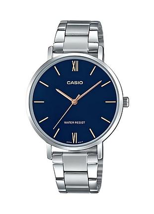 Casio ltp-vt01d-2b — жіночий кварцовий годинник, сталевий браслет, wr 30 м