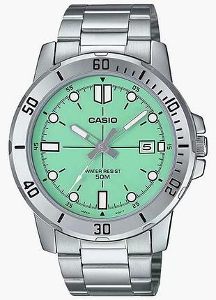 Casio mtp-vd01d-3e1 — чоловічий кварцовий годинник, сталевий браслет, wr 50 м