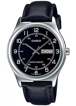 Casio mtp-v006l-1b2 — чоловічий кварцовий годинник, шкіряний ремінець, wr 30 м