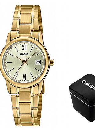 Casio ltp-v002g-9b3 — женские кварцевые часы, стальной браслет, wr 30 м