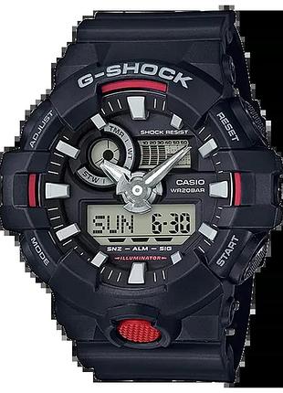 Casio g-shock ga-700-1a — чоловічий комбінований годинник, полімерний ремінець, wr 200 м