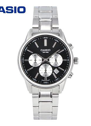 Casio mtp-e515d-1a — чоловічий кварцовий годинник, сталевий браслет, wr 30 м