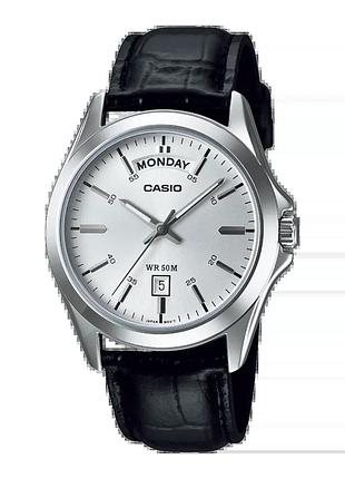Casio mtp-1370l-7a — чоловічий кварцовий годинник, шкіряний ремінець, wr 50 м
