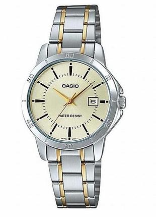 Casio ltp-v004sg-9a — жіночий кварцовий годинник, сталевий браслет, wr 30 м