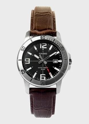 Casio mtp-vd01l-1b — чоловічий кварцовий годинник, шкіряний ремінець, wr 50 м