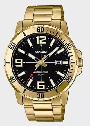 Casio mtp-vd01g-1b — чоловічий кварцовий годинник, сталевий браслет, wr 50 м