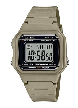 Casio w-217h-5a — мужские цифровые часы, полимерный ремешок, wr 50 м