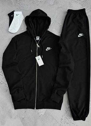 Чоловічий спортивний костюм nike чорний кофта на замку + штани найк s / m / l / xl  / xxl