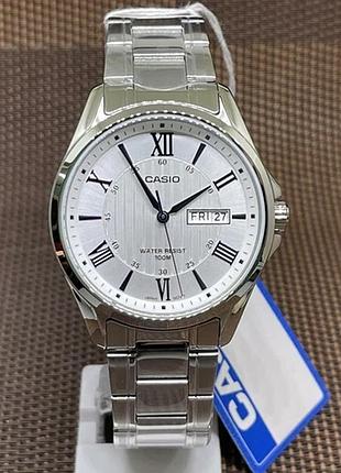 Casio mtp-1384d-7a2 — чоловічий кварцовий годинник, сталевий браслет, wr 30 м